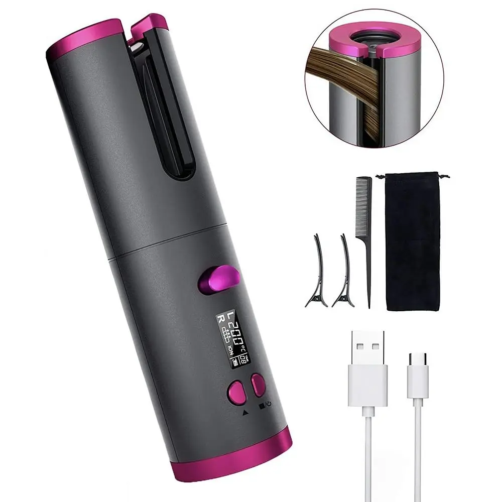 Lenoxx Cordless Automatic Ceramic Portable Rechargeable USB Hair Curler Styler - Beauty