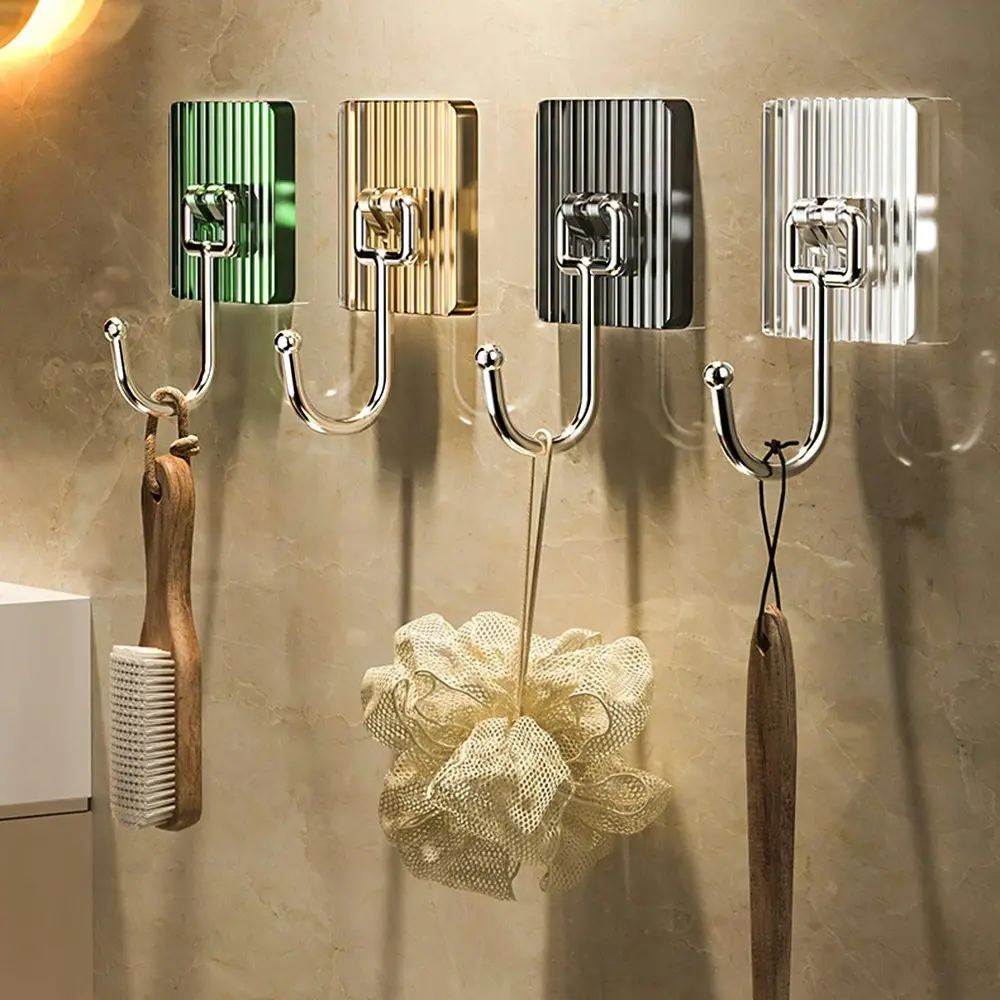 4Pcs Wall Hanging Sticky Transparent Hook Light Luxury Adhesive Organizer Hooks - Home & Garden