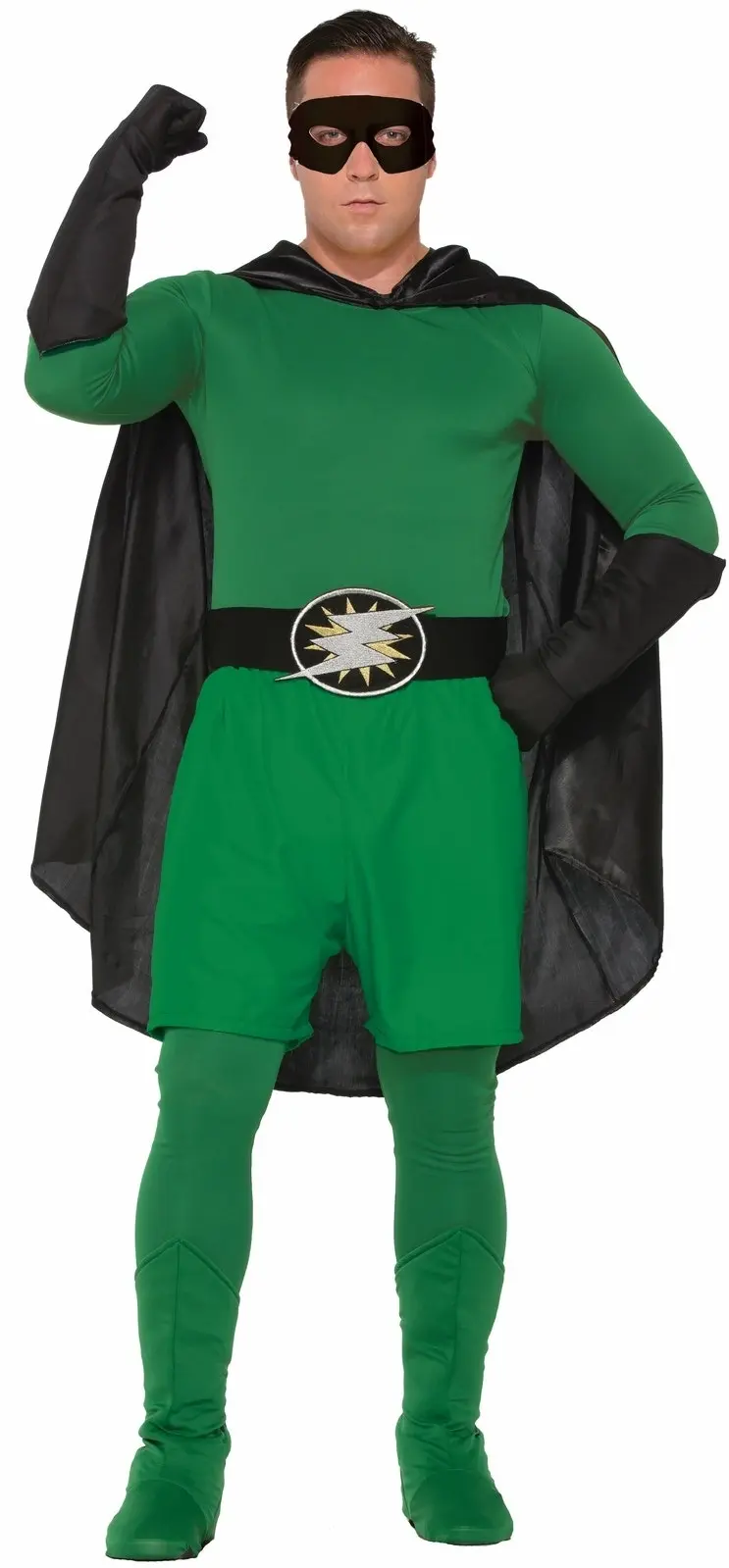 Hero Boxer Shorts Mens Superhero Costume Party Adult w/ Elastic Waist Belt Green - Fashion
