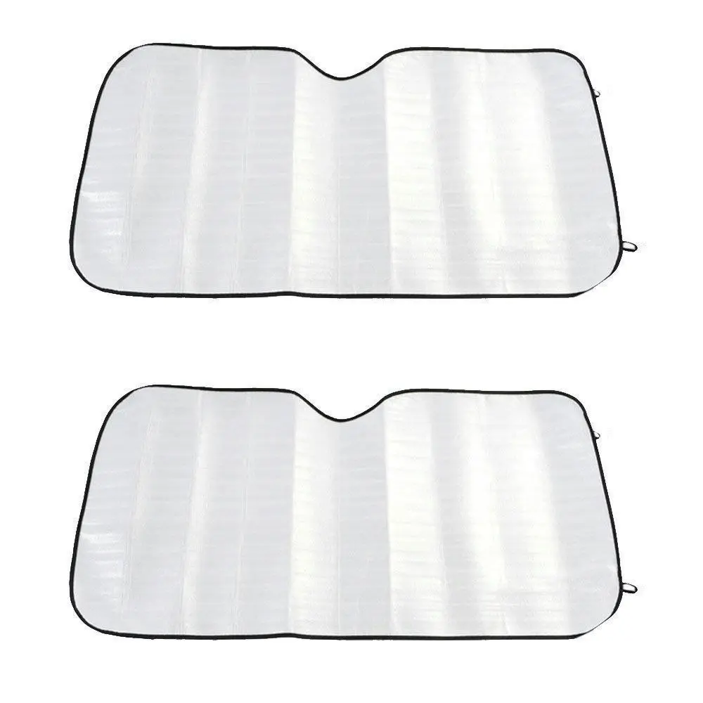 2pc 130x60cm Car Windscreen Sun Visor Reflective Shade/Heat Windshield Foldable - Automotive