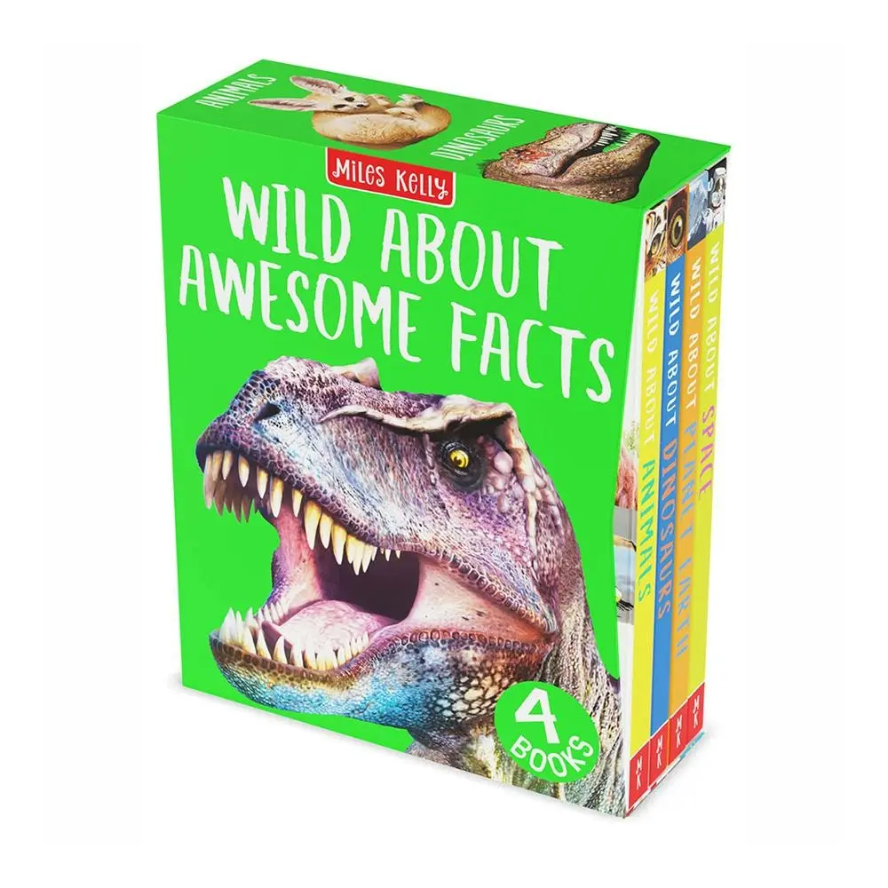 4pc Miles Kelly Wild About Awesome Facts Kids Reading Picture Book Collection - Entertainment