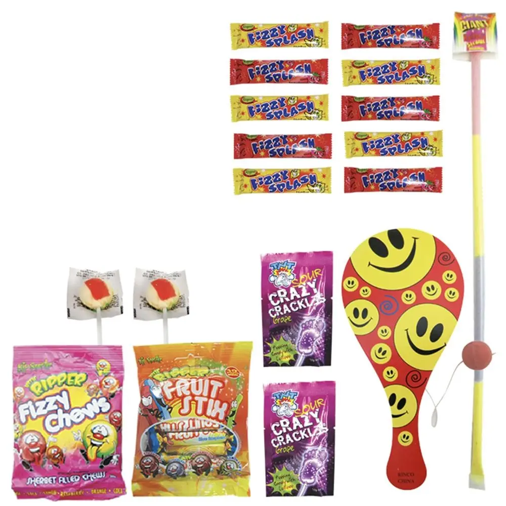 Mega Fizz Kids Sour Candy/Lolly Fruit Flavour Snack Hard Sweets Lollipop Showbag - Groceries