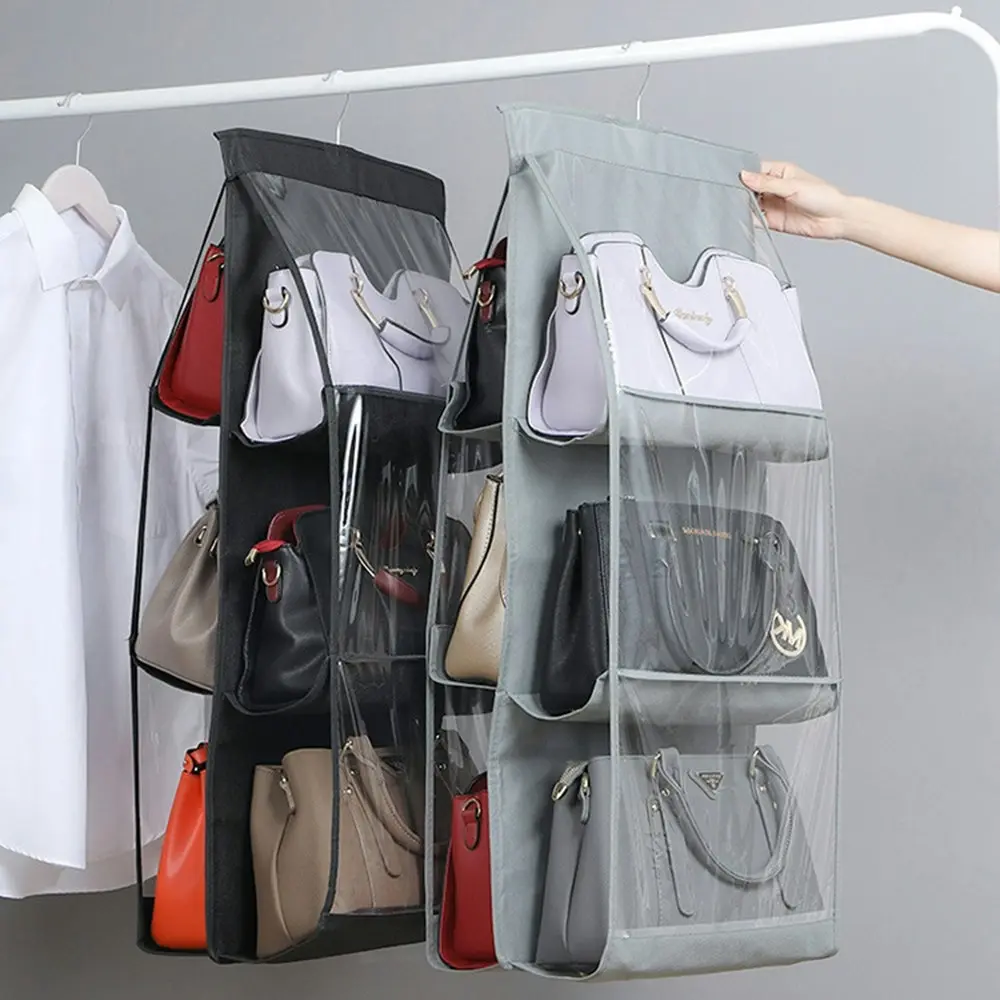 2 Pack 6 Pocket Folding Hanging Handbag Storage Organizer Holder Hanger - Home & Garden