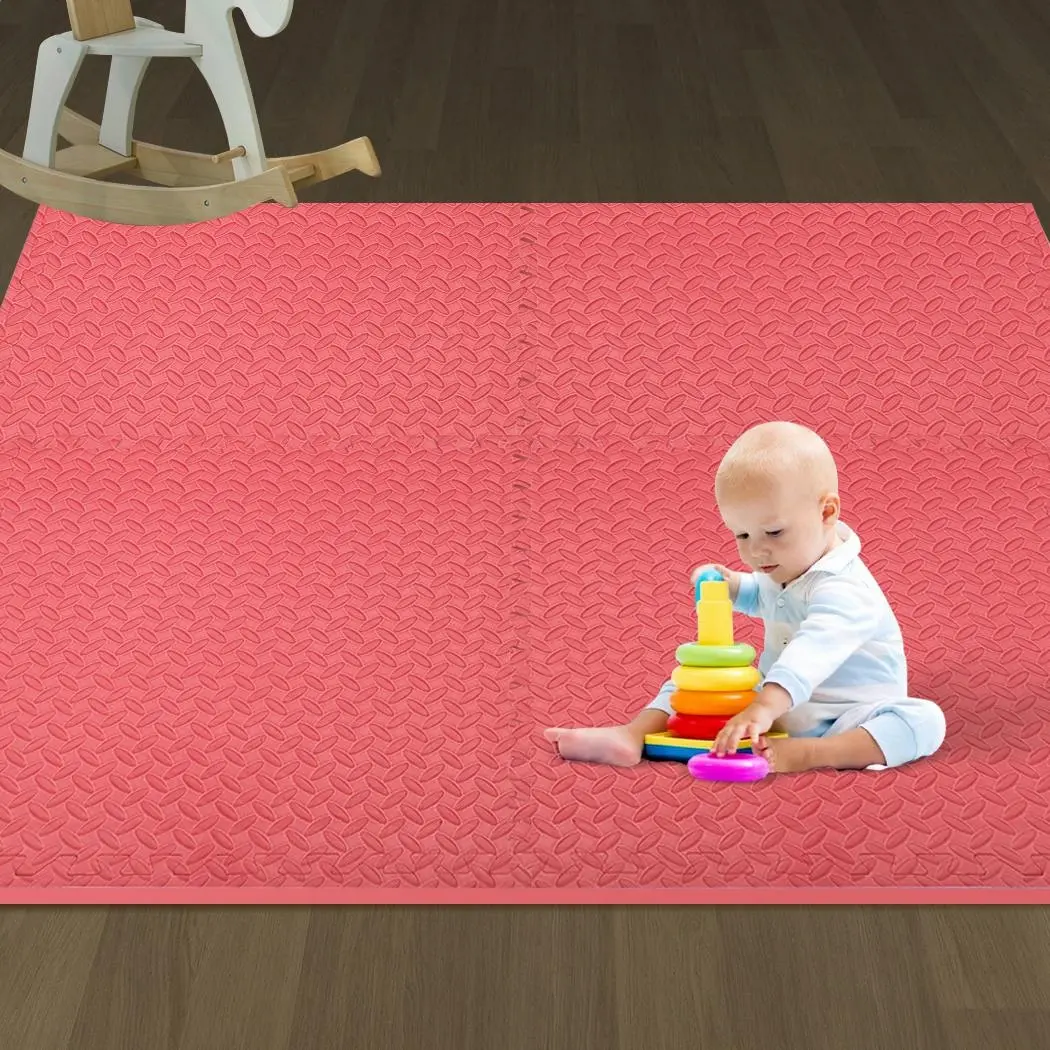 BoPeep EVA Foam Kids Play Mat Floor Kid Crawling Interlocking Home Red 60x60 - Baby
