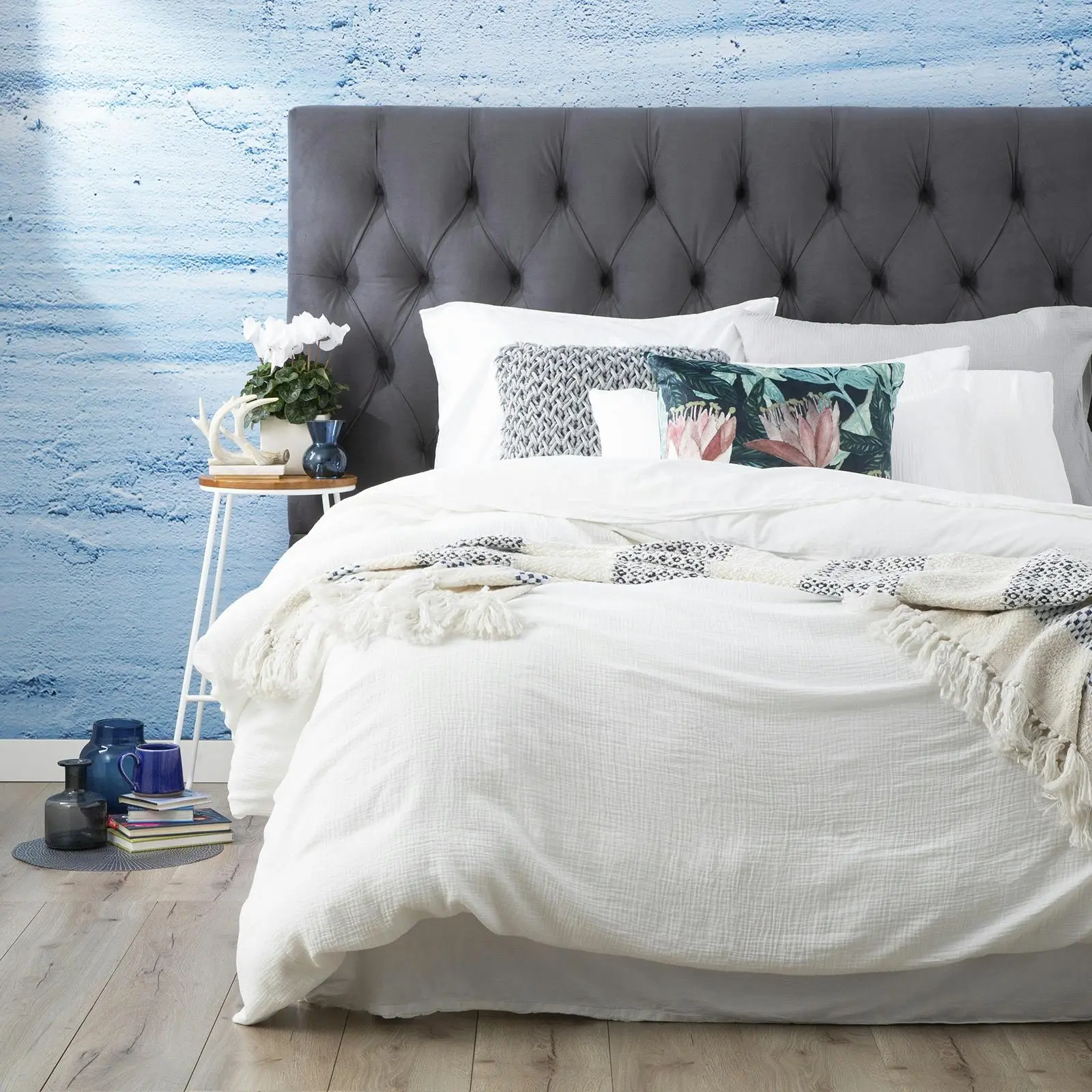 Medallion 65cm Pillowcase Soft Cover Cotton Vintage Washed Tufted European WHT - Home & Garden