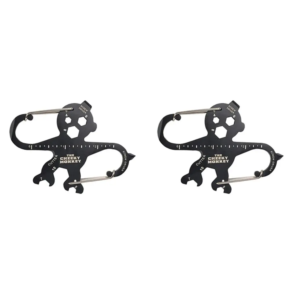 2x Trixie & Milo The Cheeky Monkey Dual Carabiner 13-in-1 Multi-Tool 9x6.5cm BLK