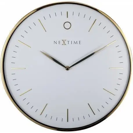 NeXtime Glamour 40cm Analogue Hanging Wall Clock Round Home Decor Gold/White - Home & Garden