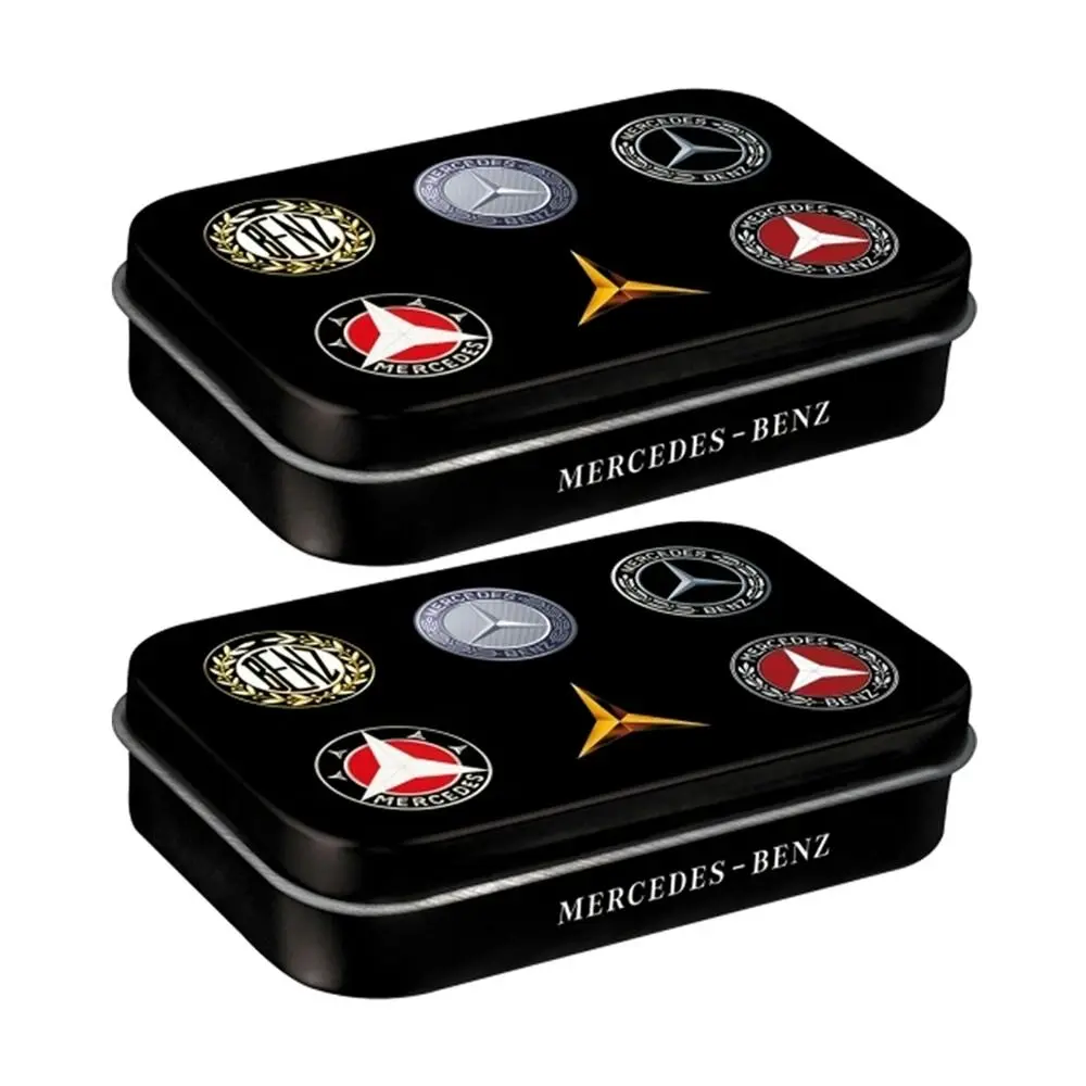 2x Nostalgic Art 10cm Metal Tin Mint Box XL Mercedes Benz Logo Evolution Candy - Party Time - Up to 70% off