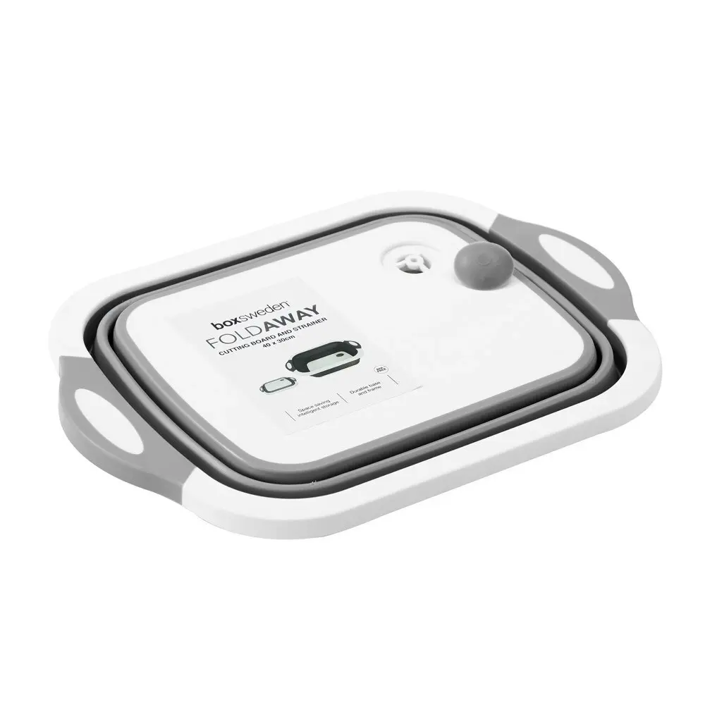 Boxsweden 40cm Foldaway/Collapsible Cutting Board/Foldable Basket Strainer White - Home & Garden