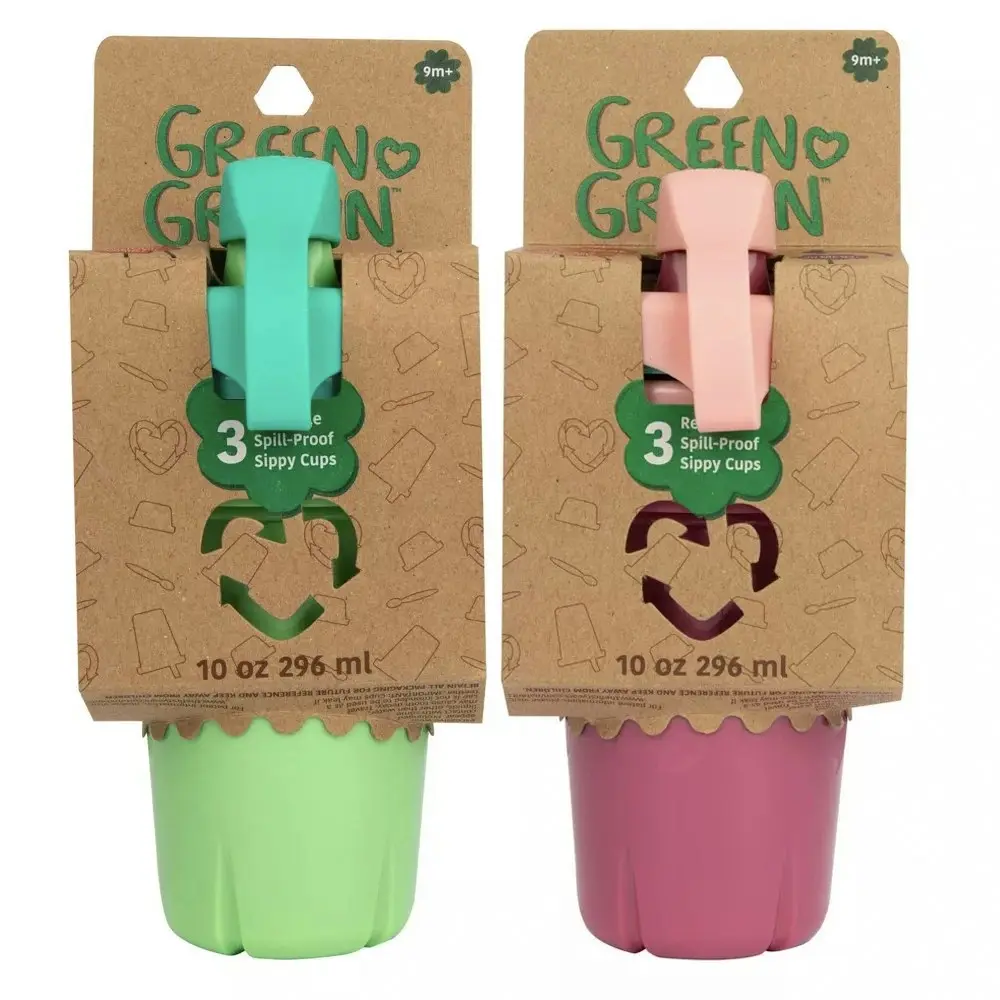 6pc Green Grown 10oz/296ml Spill Proof Sippy/Drinking Cups Kids 9m+ Assorted - Baby