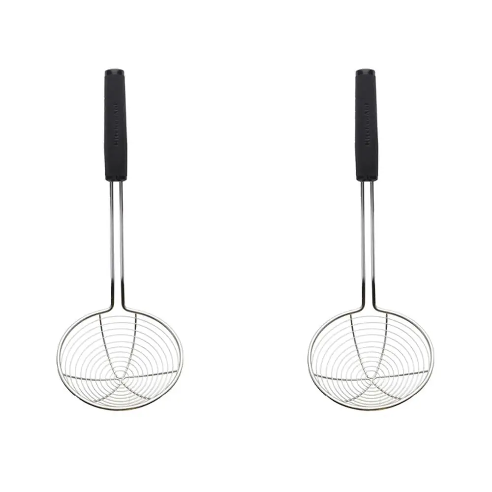 2x KitchenAid Soft Touch Stainless Steel Wire Strainer Bowl w/Handle 13cm Black - Home & Garden
