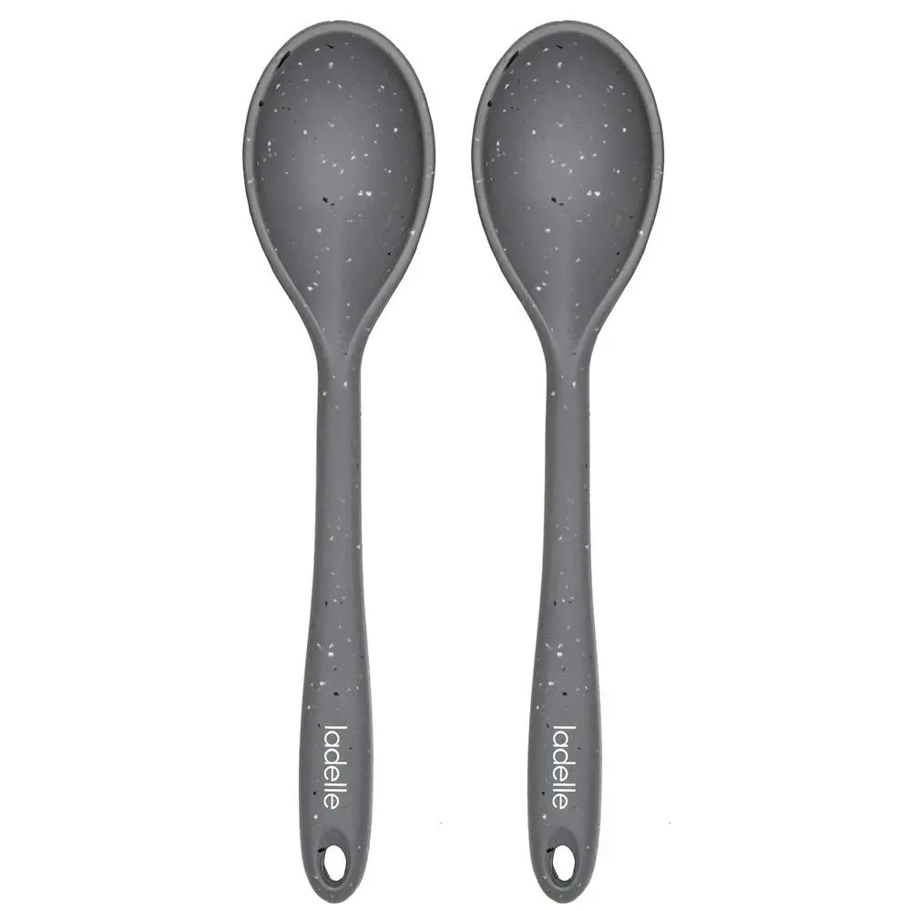 2x Ladelle Craft Grey Speckled Kitchenware Silicone Spoon Serving Utensil - Home & Garden