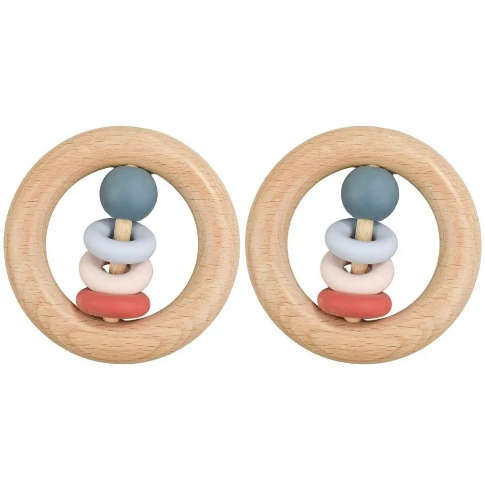 2x Koala Dream Kids/Childrens Silicone And Wooden Mouth Teether Ring Red 4M+ - Baby