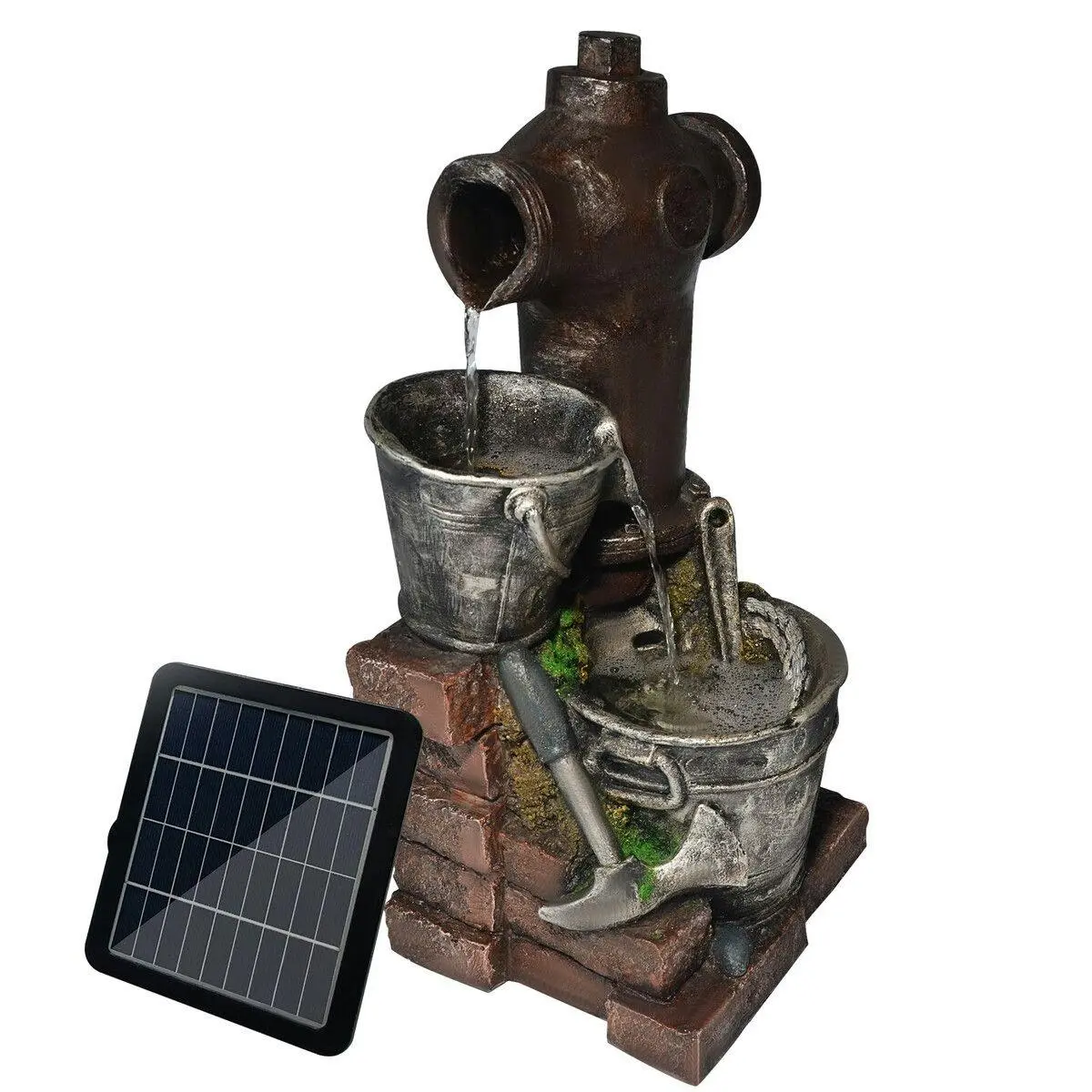 Maxkon Solar Powered Water Fountain Outdoor Garden Features Cascading Bird Bath LED Indoor Backyard Pond - Home & Garden