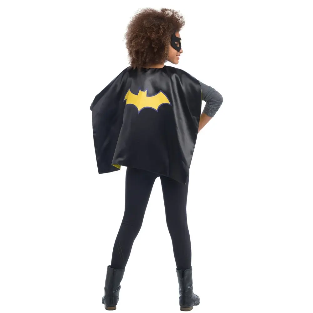 DC Comics Batgirl Satin Cape Set Girls Hero Costume Dress-up Accessory Black