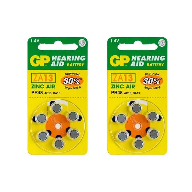 12pc GP 1.4V Zinc Air Size 13/PR48/AC13/DA13 Single Use Battery f/Hearing Aids - Electronics