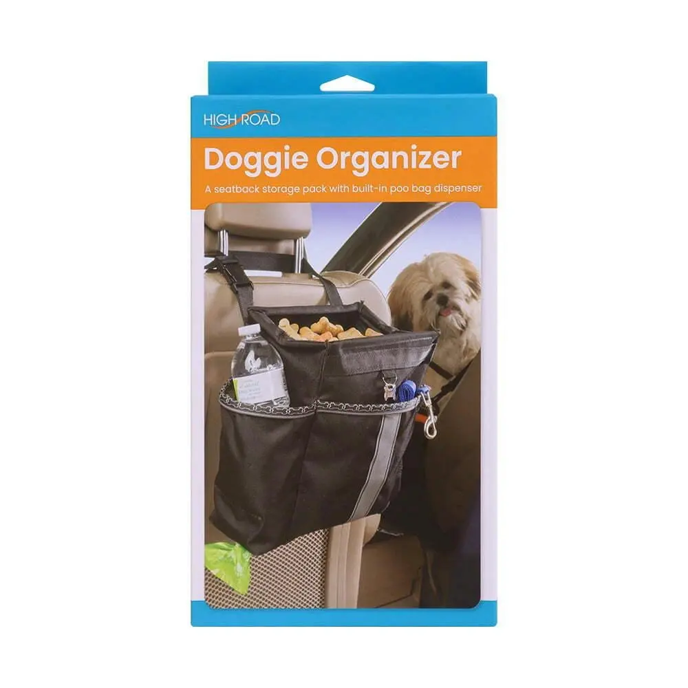 High Road Doggie Treats/Toys Leash Organiser Storage w/ Poo Bag Dispenser Black - Automotive