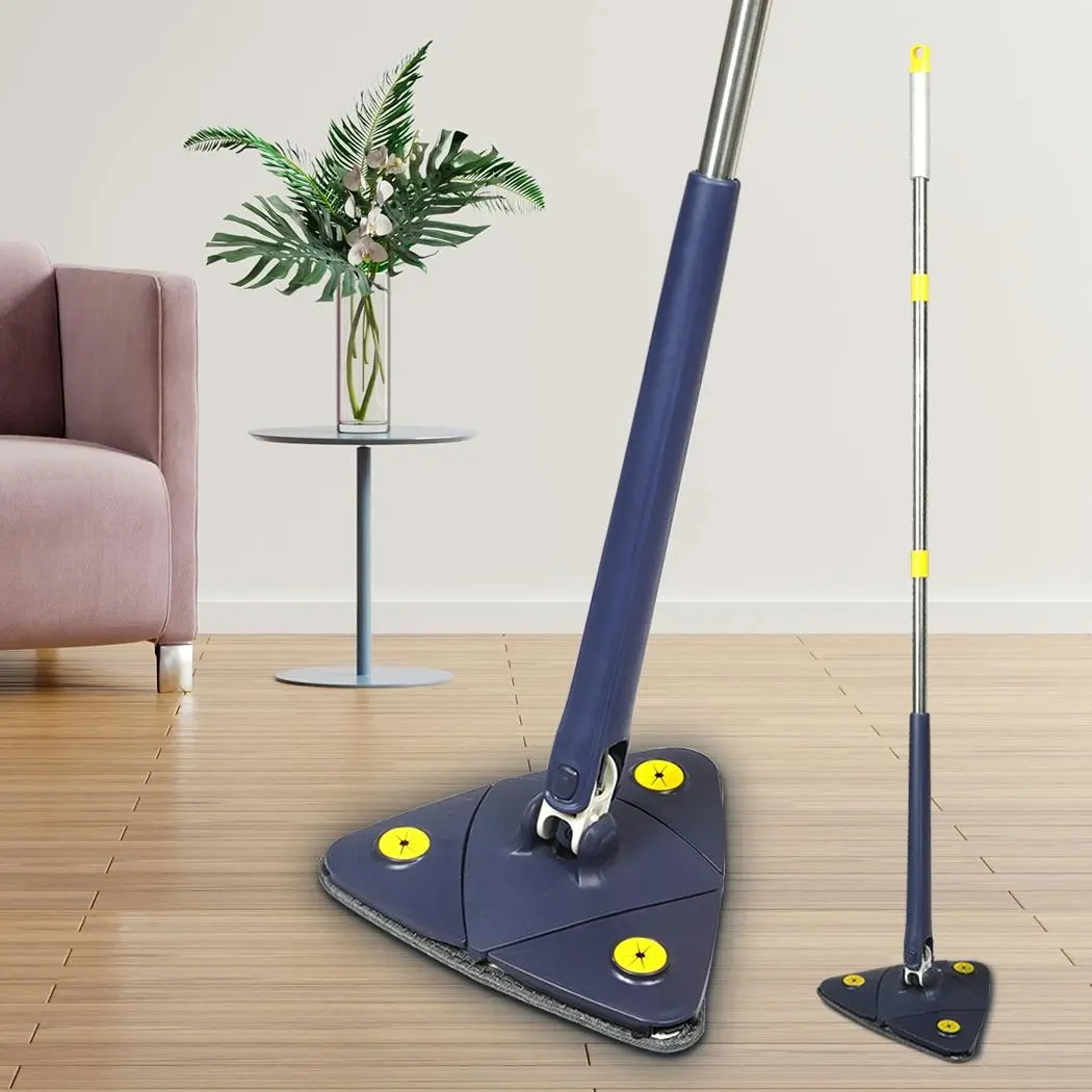 Cleanflo Cleaning Mop Dry Wet Triangle 360° Rotatable Adjustable Head +5 Pads - Home & Garden