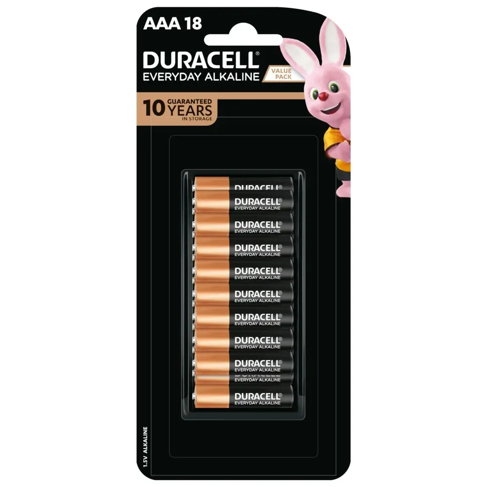 18pc Duracell Everyday AAA Size Alkaline Battery Single Use Batteries - Electronics