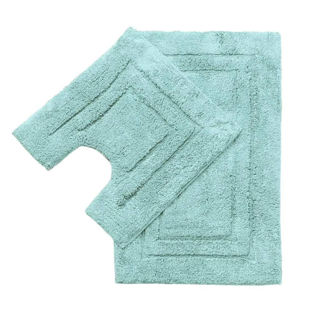 2pc Renee Taylor 2200GSM Soft Tufted Bath/Contoured Mat Carpet/Rug Set Aqua - Home & Garden