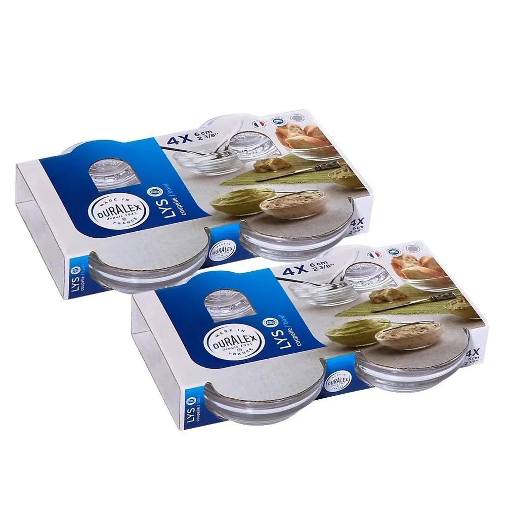 8x Duralex Lys Stackable Kitchen/Cooking Durable Glass Ingredient Dish 6cm 35ml - Home & Garden