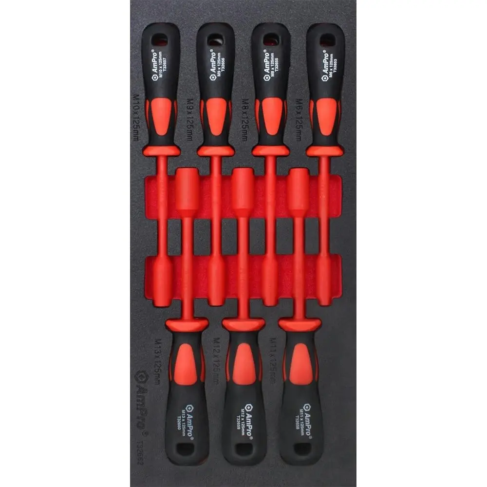 7pc Ampro 125mm Insulated Nut Drivers Electrical Home Tool Kit Set TS42662 - Hardware