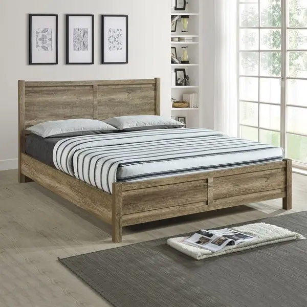 King Size Bed Frame Natural Wood like MDF in Oak Colour - Top Selling Beds