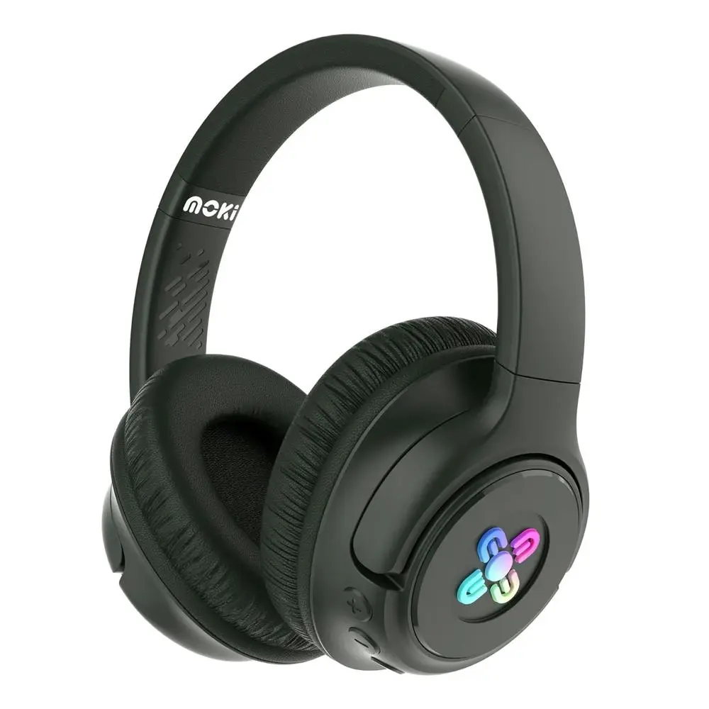 Moki Mixi Kids Volume Limited Wired/Wireless Headphones LED Edition Black - Best Gifts Under $100