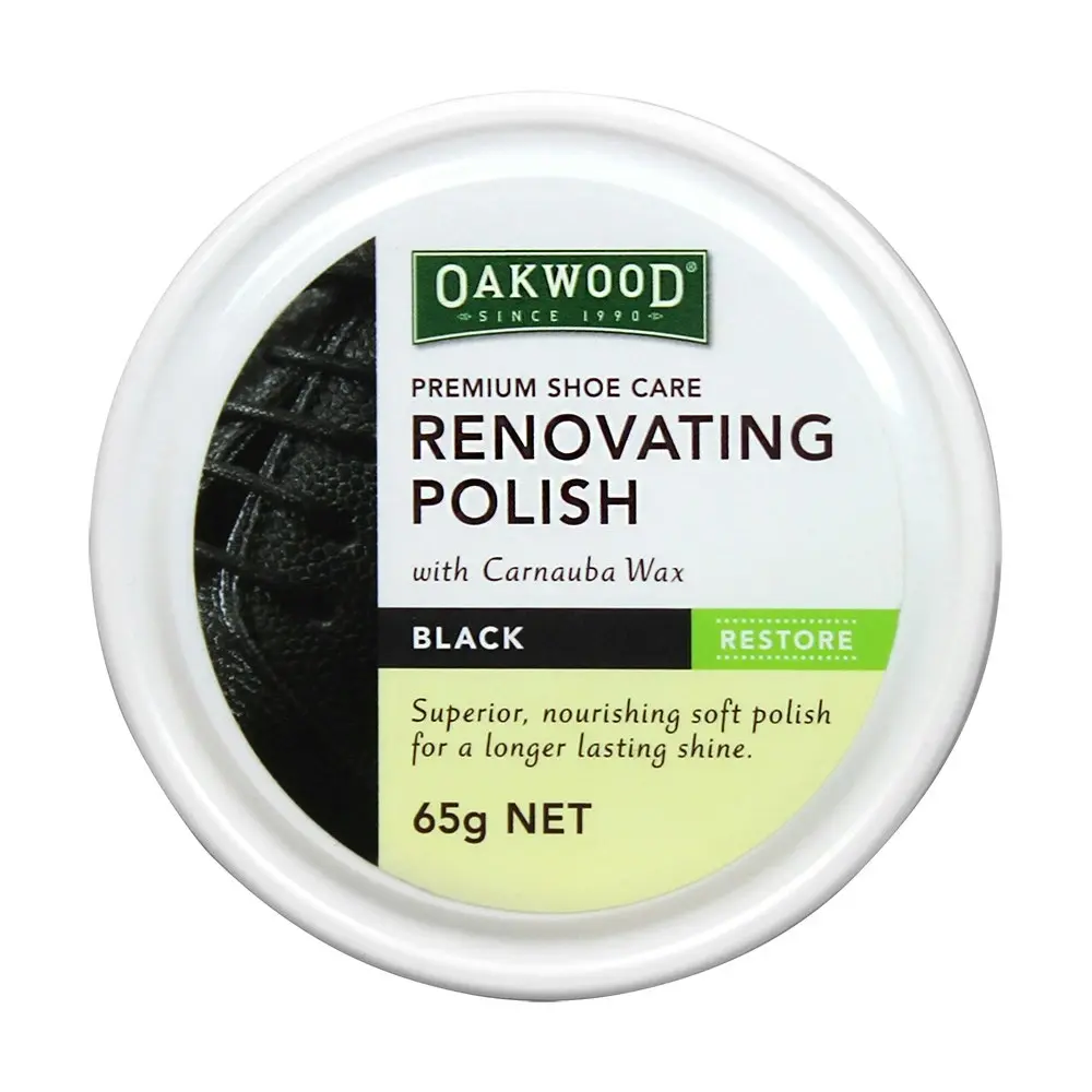 Oakwood 65g Superior Shoe Care Renovating Soft Polish w/ Carnauba Wax Black - Home & Garden