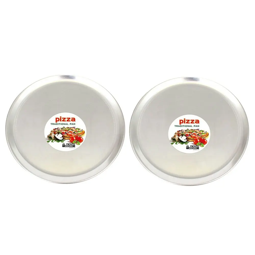 2x Al Dente Round Aluminium Pizza Oven Pan Tray 14"/35cm Diameter Cooking/Baking - Home & Garden