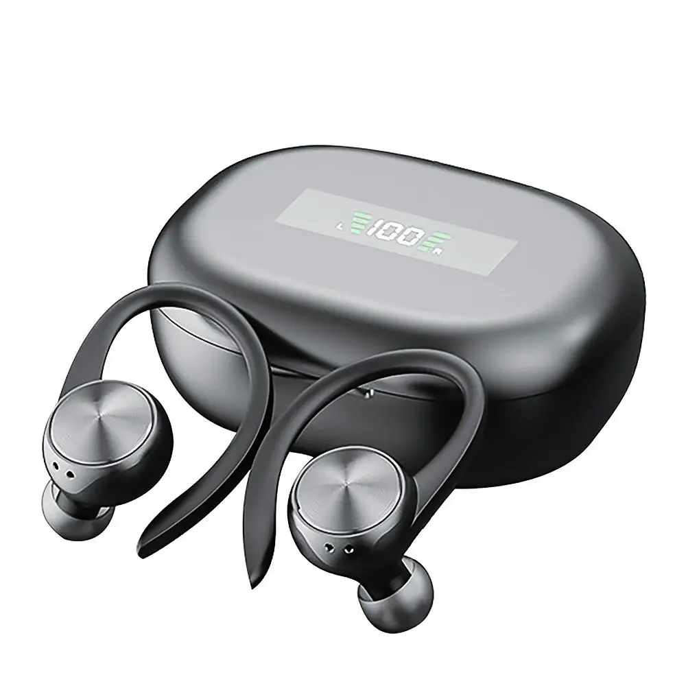 Wireless Sports Ear-mounted Bluetooth Headset With Power Display-Black