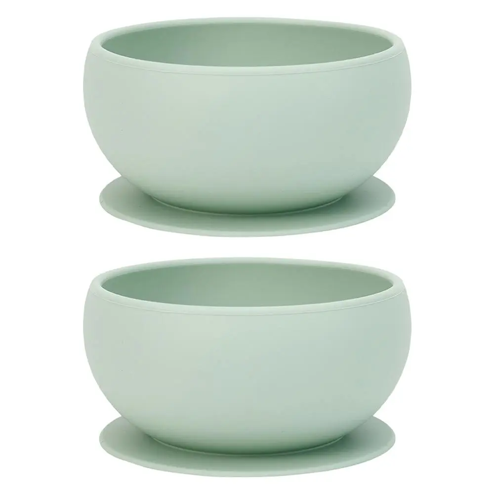 2x Annabel Trends Baby/Kids Silicone Suction Food Feeding Bowl BPA Free 0+ Moss