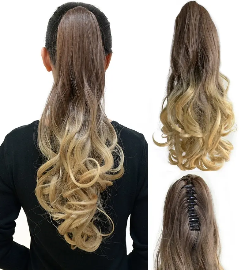 Ombre Ponytail Ribbon Clamp Wavy 50Cm 20" Hair Extension Claw04 - Beauty