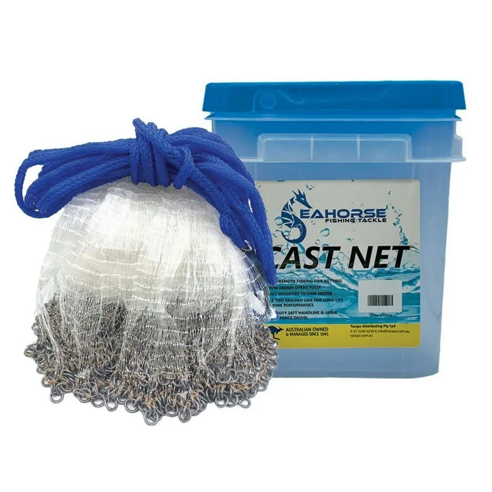 Seahorse Chain Top Pocket 12ft Mono Cast Net with 1 Inch Mesh - Sports & Outdoor