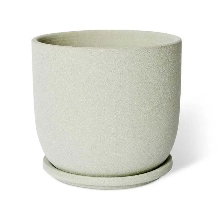 E Style Allegra 19cm Ceramic Plant Pot w/ Saucer Home Decor Planter Green - Home & Garden