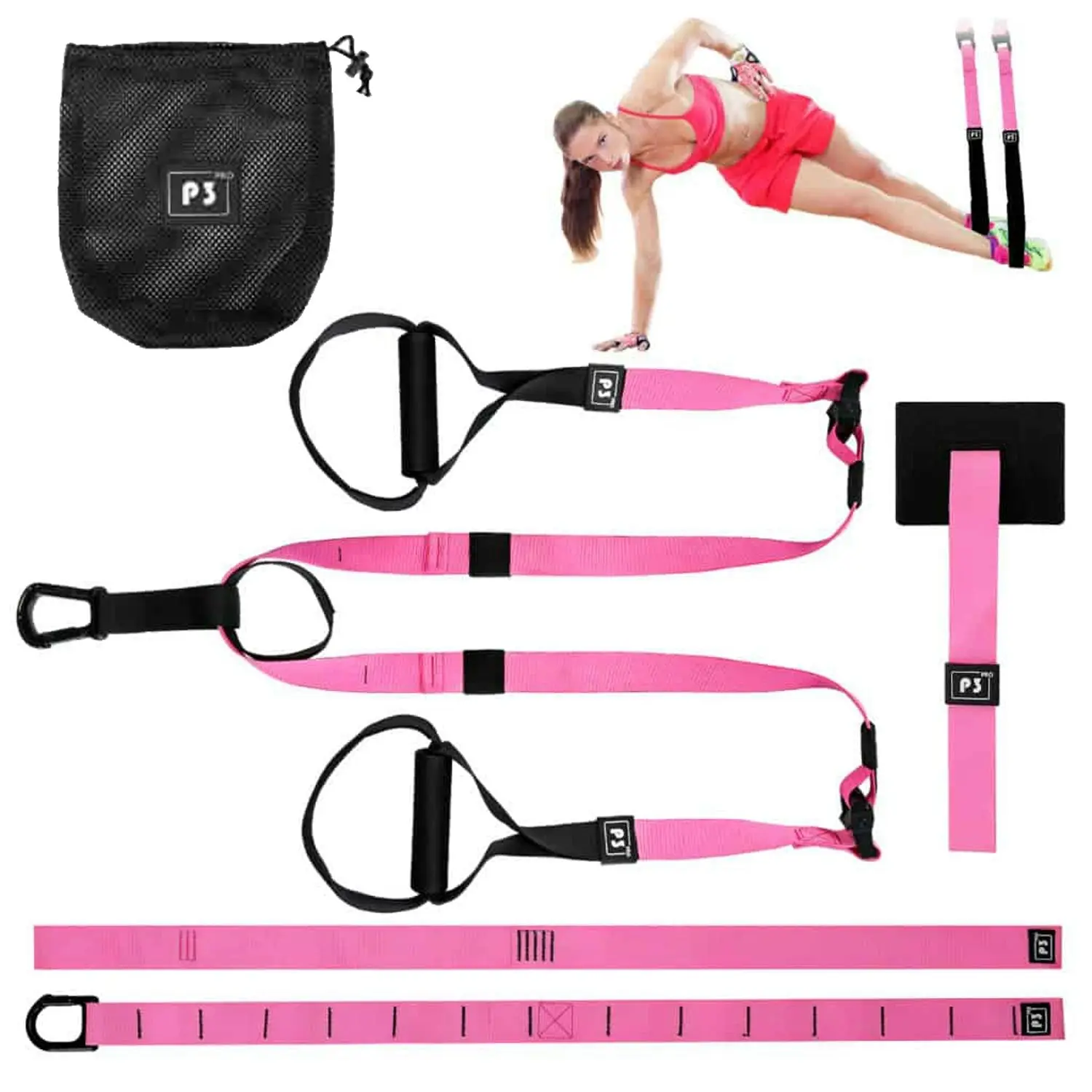 Resistance Trainer Band Set Muscle Training Suspension Band Belt Boxing Pilates Home Gym Fitness P3 Pro - Beauty