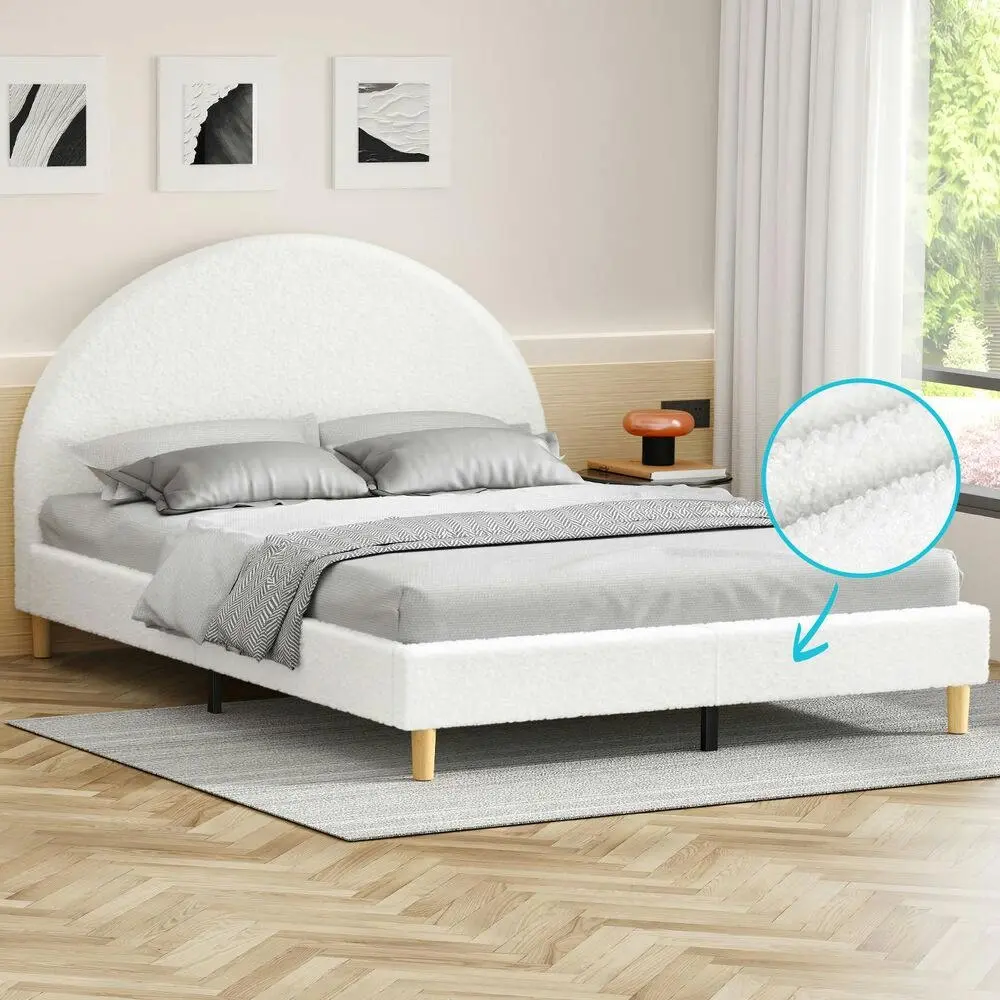 Alfordson Bed Frame King Size Mattress Base Platform White Boucle CALLA - Ultimate Mattress Sale - Save up to $600