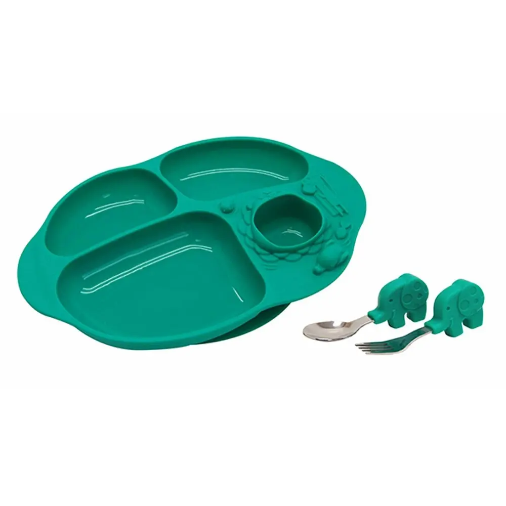Marcus & Marcus Toddler Yummy Dining Plate/Spoon/Fork Set BPA Free 18m+ Green - Baby