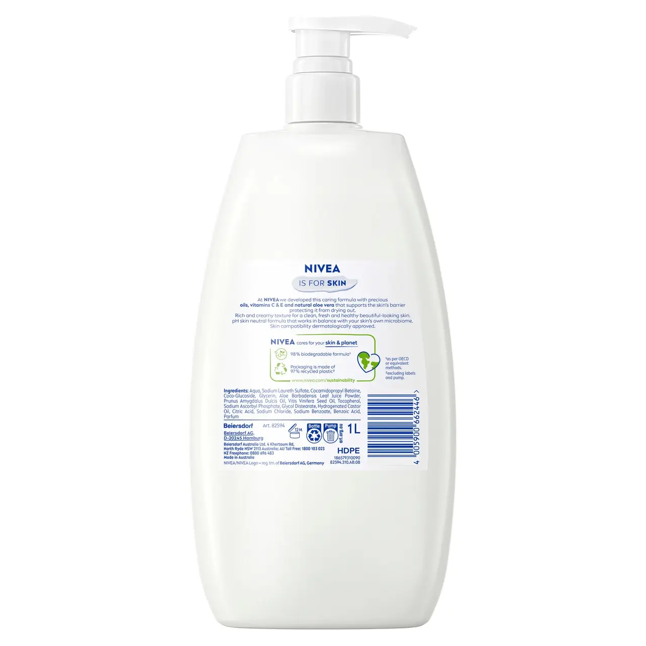 NIVEA Rich Moisture Creme with Natural Aloe Body Wash 1L - Beauty