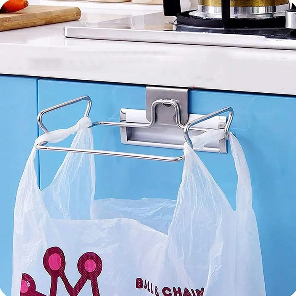Large Stainless Steel Trash Bag Holder for Kitchen Cabinets Doors and Cupboards - Home & Garden