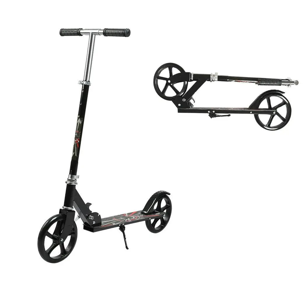 Monvelo Folding Scooter Dual Large Wheels Adjustable Adult Commuter Teen Black - Sports & Outdoor