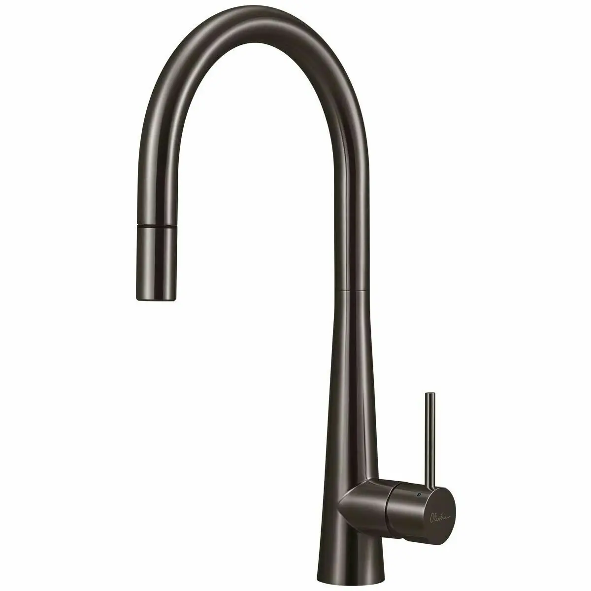 Oliveri Essente Goose Neck Pull Out Mixer Tap Gunmetal - Hardware