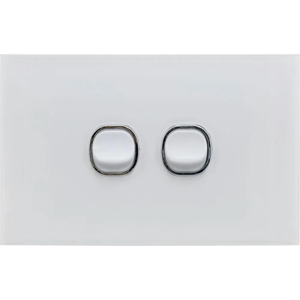 Doss ASW1 115mm Acrylic Wall Plate 2 Gang Light Power Switch 2 Way On/Off White - Hardware