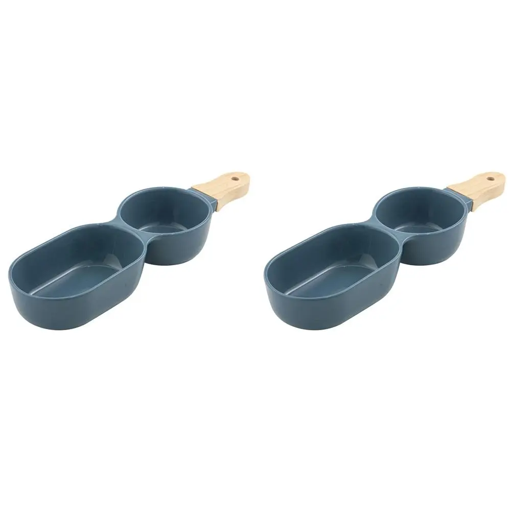 2x Ladelle Alto Serve & Share 2 Part 34.5x9.5cm Porcelain/Wood Serve Stick Blue - Home & Garden