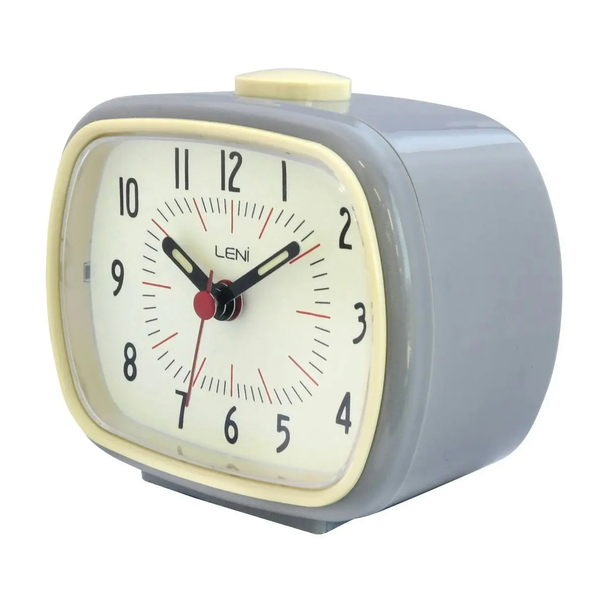 Leni Retro Analogue Alarm Clock Glow in the Dark Home/Room Decor Slate Grey - Home & Garden