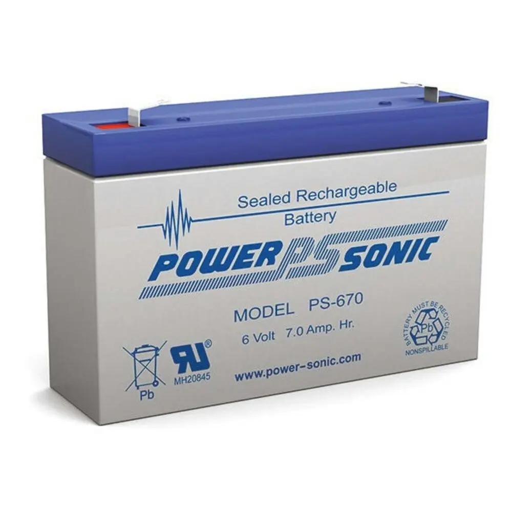 Power Sonic PS670 6V 7Amp SLA Rechargeable Battery F1 Terminal Sealed Lead Acid - Automotive