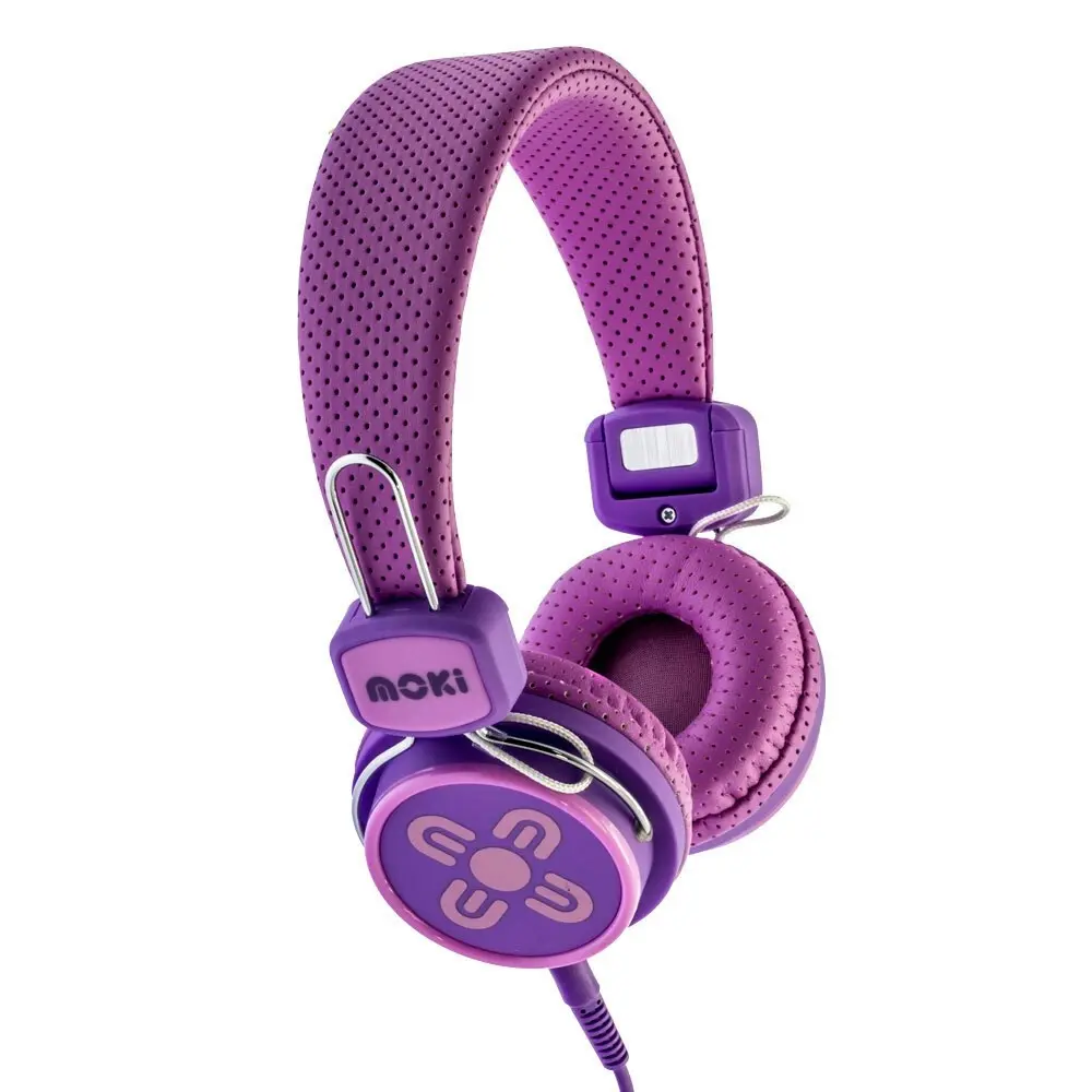 Moki Kid Safe Volume Limited Headphones Over Ear Cup Headband Kids 3y+ Pink/PP - Electronics