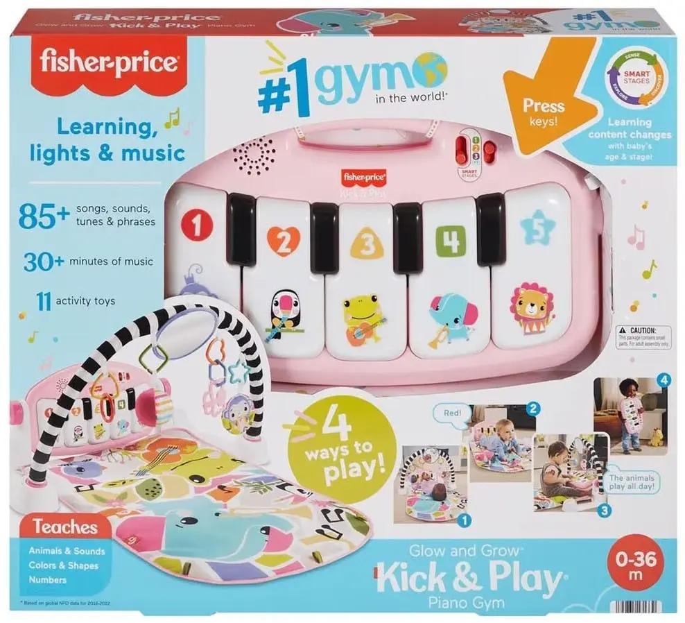 Fisher-Price Baby Gift Set Glow and Grow Kick & Play Piano Gym