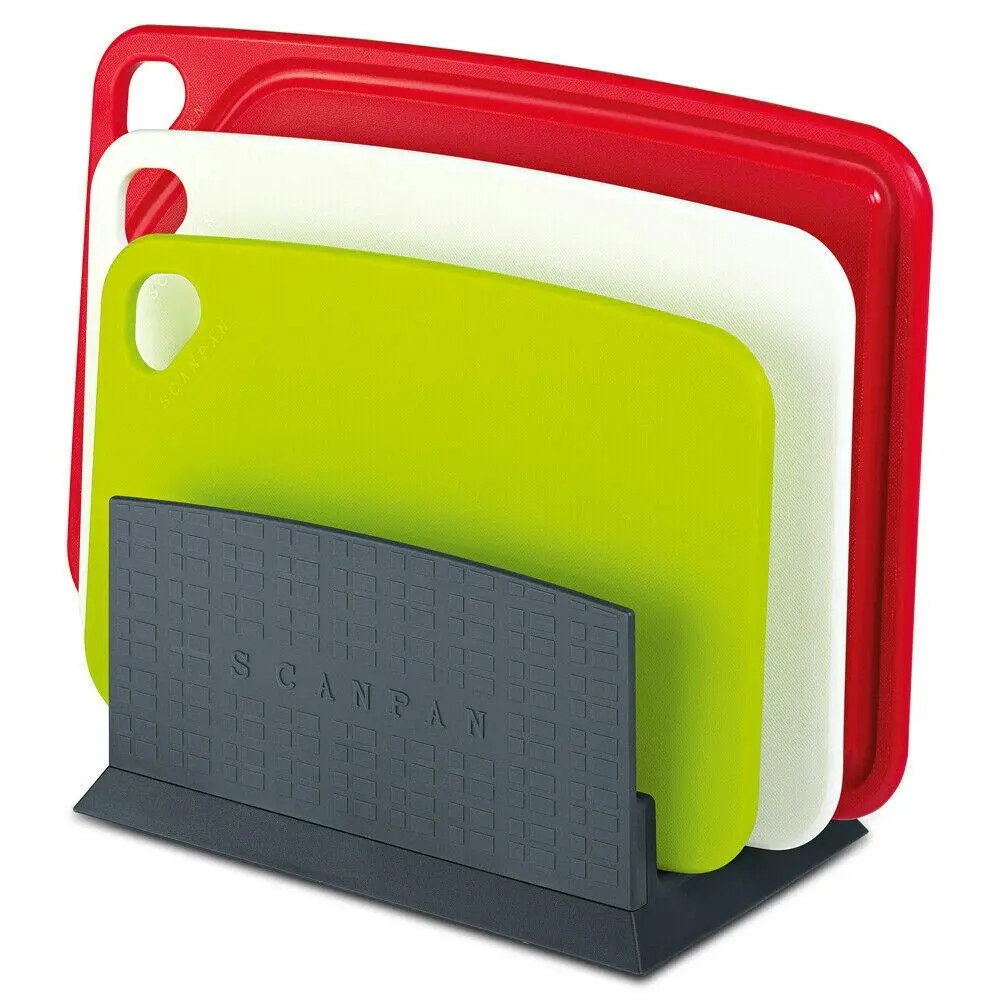 Scanpan Spectrum 4 Piece Chopping Board Set w/ Stand Kitchen Cutting Colour 4pc - Home & Garden