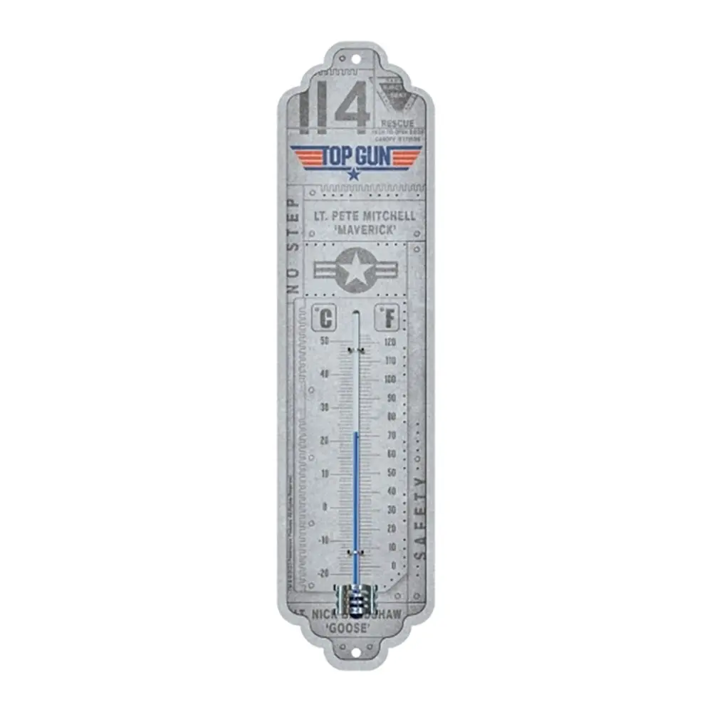 Nostalgic Art Metal Thermometer Top Gun Aircraft Celsius/Fahrenheit Decor Grey - Home & Garden